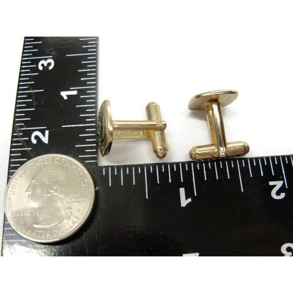 Sarah Coventry Intaglio Style Cufflinks Set Gold Tone Wedding Tux Vintage - Picture 9 of 11